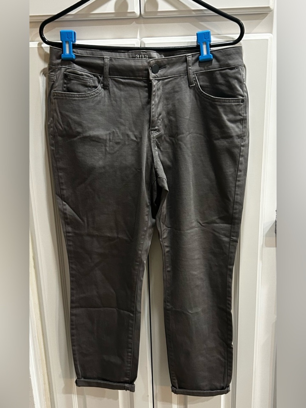A.N.A. Petite Skinny Ankle Pants Gray Stretch 10P Mid Rise